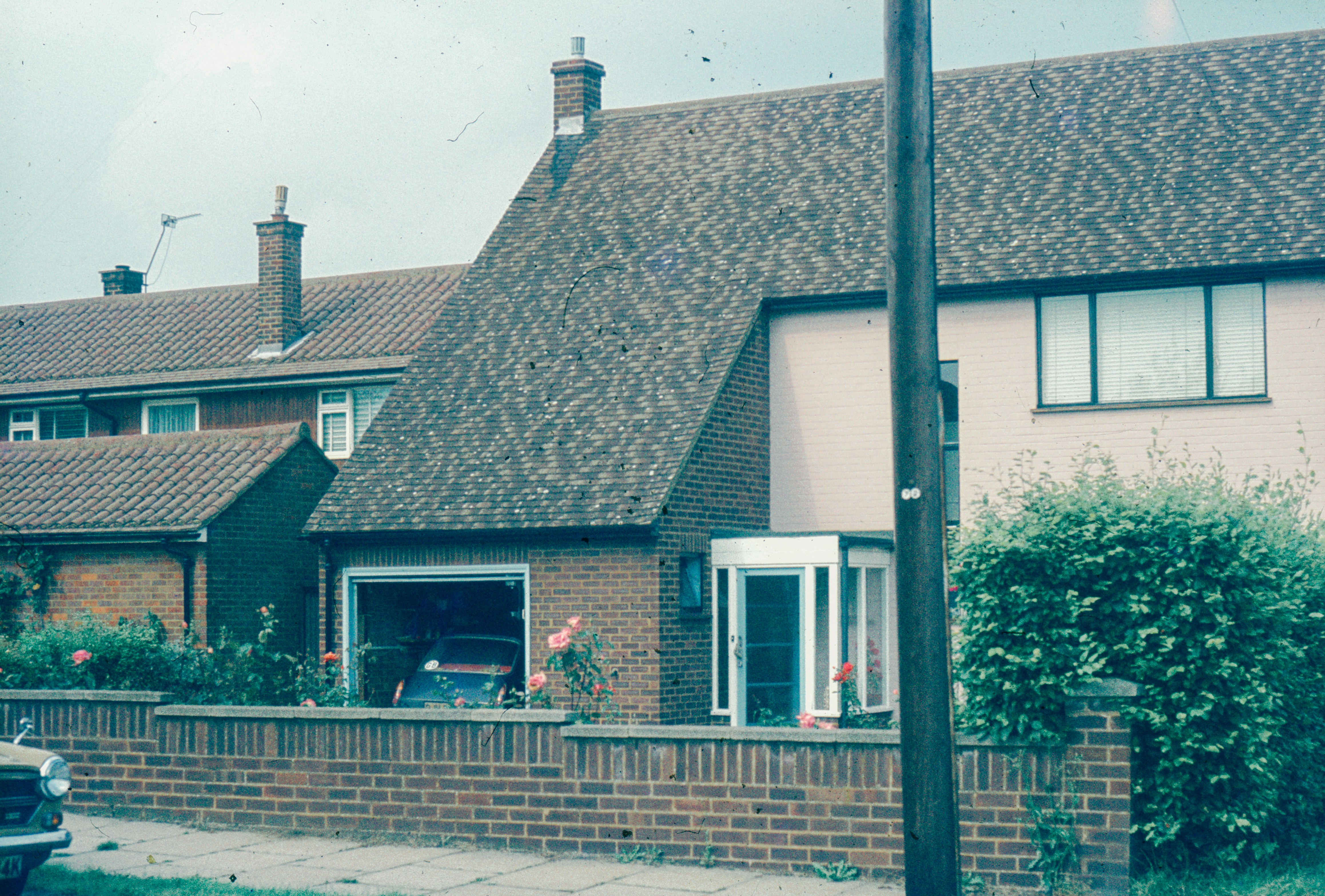 A residential house with a garage